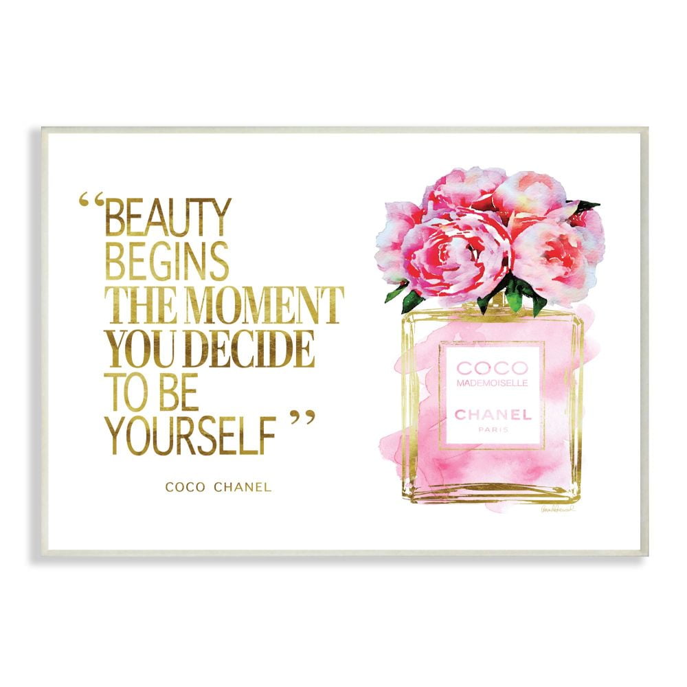 Stupell Industries Fashion Designer Perfume Gold Pink Watercolor Inspirational Word Wall Plaque by Amanda Greenwood
