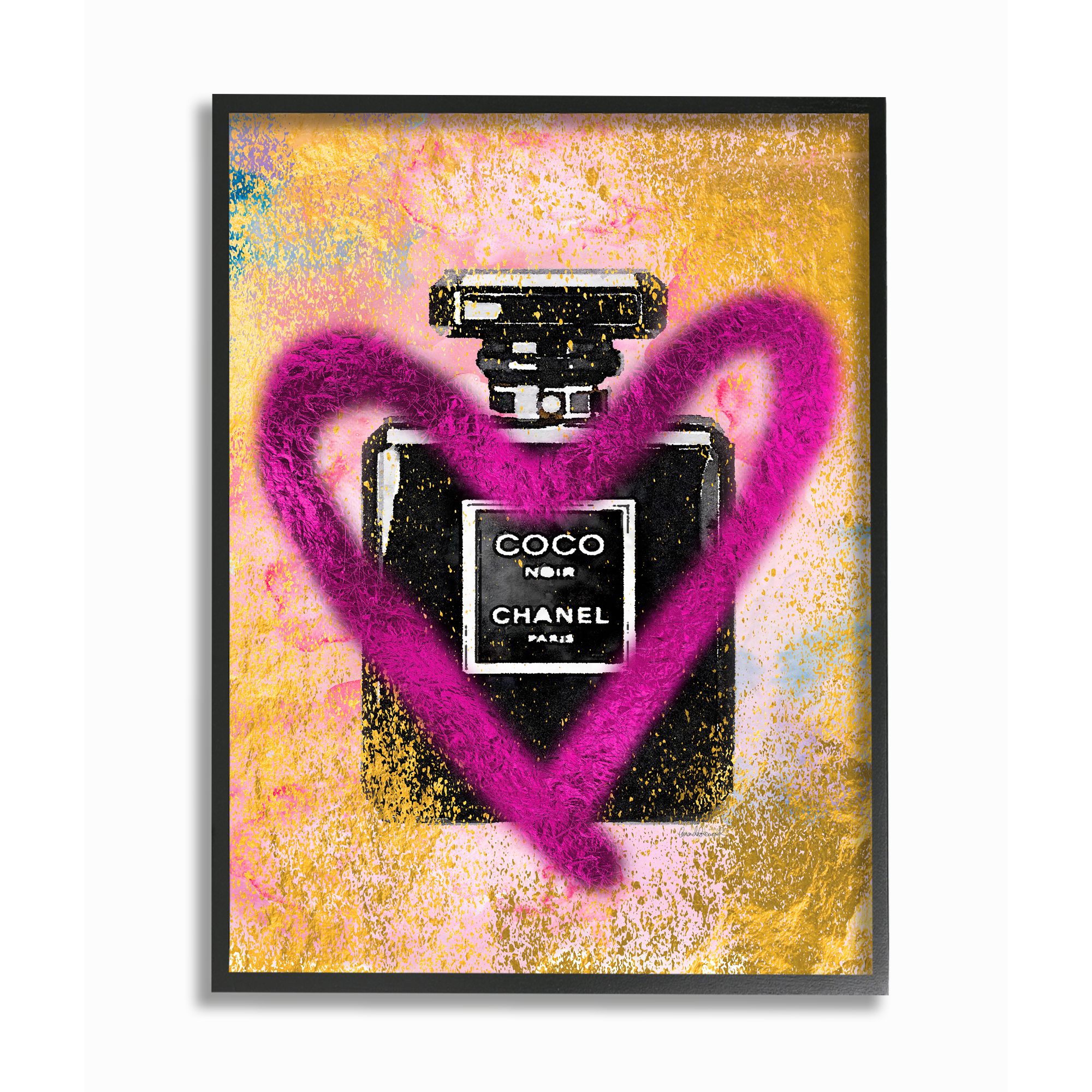 Stupell Industries Fashion Designer Perfume Pink Gold Textured Paint Framed Wall Art by Amanda Greenwood
