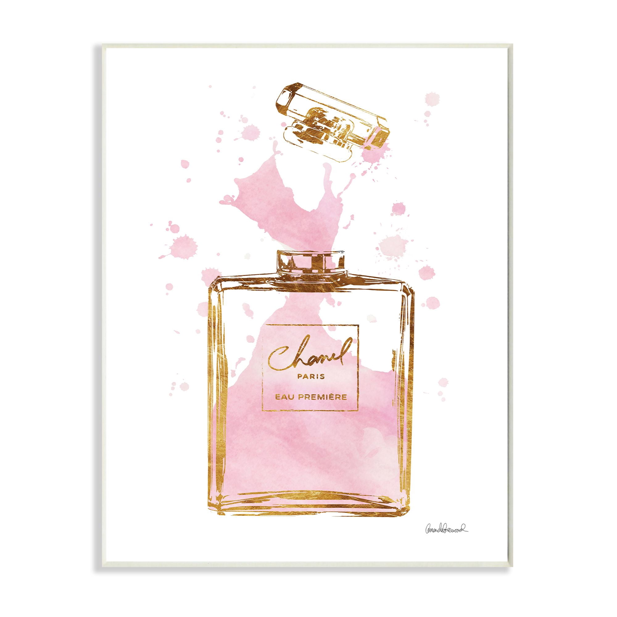 Stupell Industries Fashion Designer Perfume Pink Gold Watercolor Wall Plaque by Amanda Greenwood