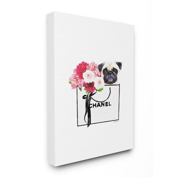 Stupell Industries Fashion Designer Pet Dog And Flower Purse Watercolor Canvas Wall Art by Amanda Greenwood