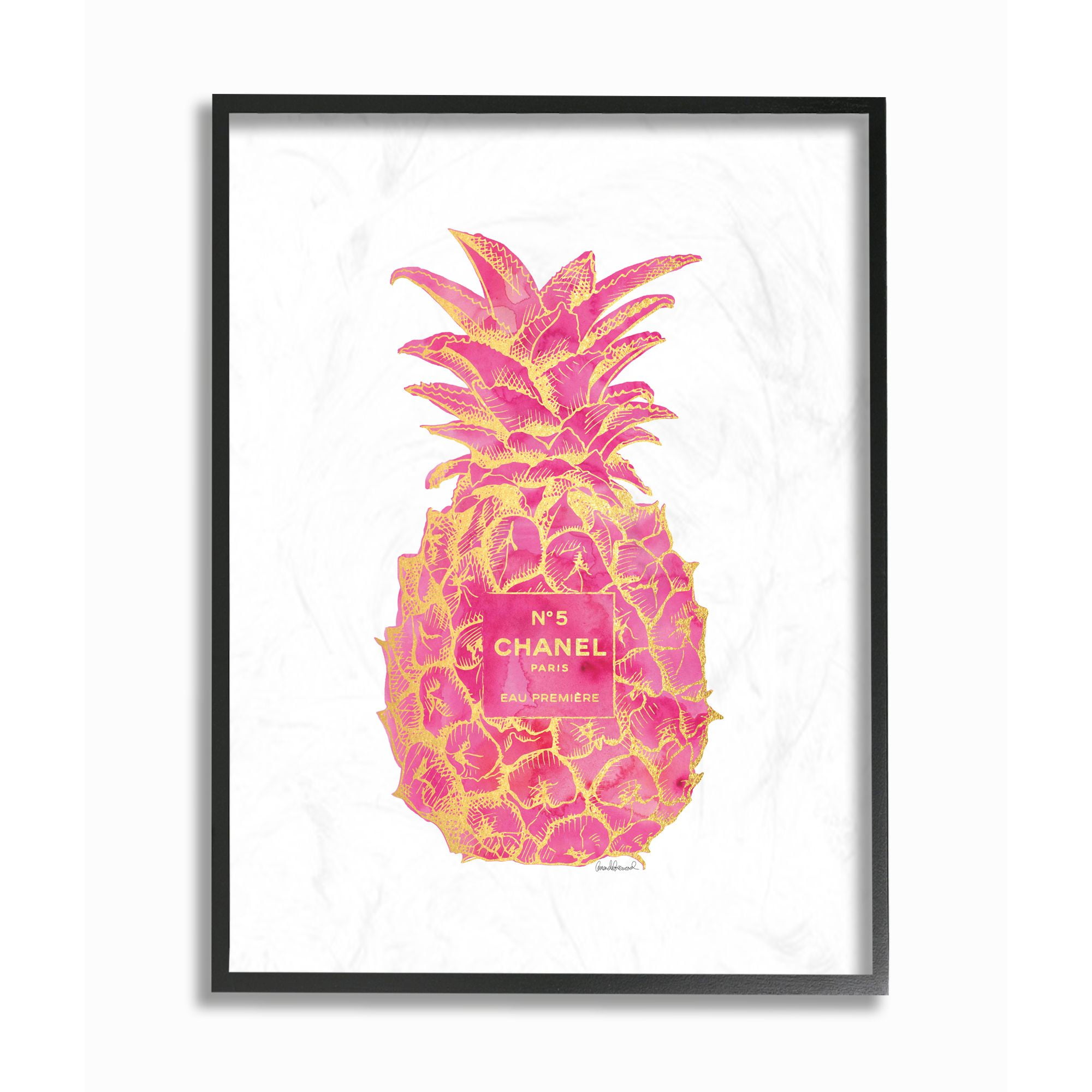 Stupell Industries Fashion Designer Pineapple Pink Gold Watercolor Framed Wall Art by Amanda Greenwood