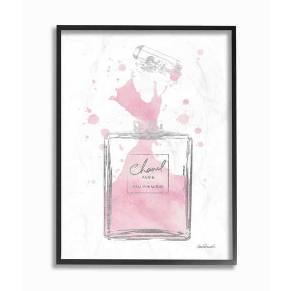Stupell Industries Fashion Designer Pink Silver Perfume Watercolor Framed Wall Art by Amanda Greenwood