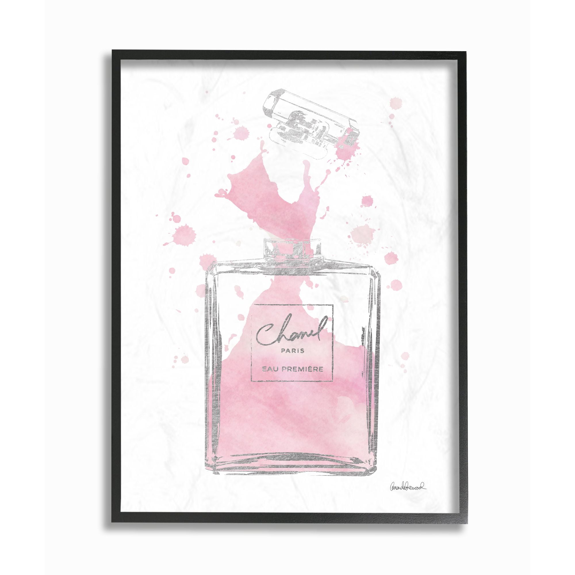 Stupell Industries Fashion Designer Pink Silver Perfume Watercolor Framed Wall Art by Amanda Greenwood