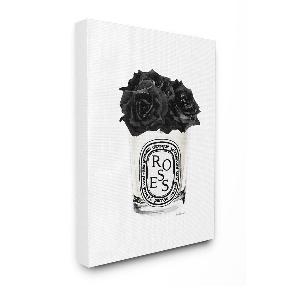 Stupell Industries Fashion Designer Rose Flower Glass Black Watercolor Canvas Wall Art by Amanda Greenwood