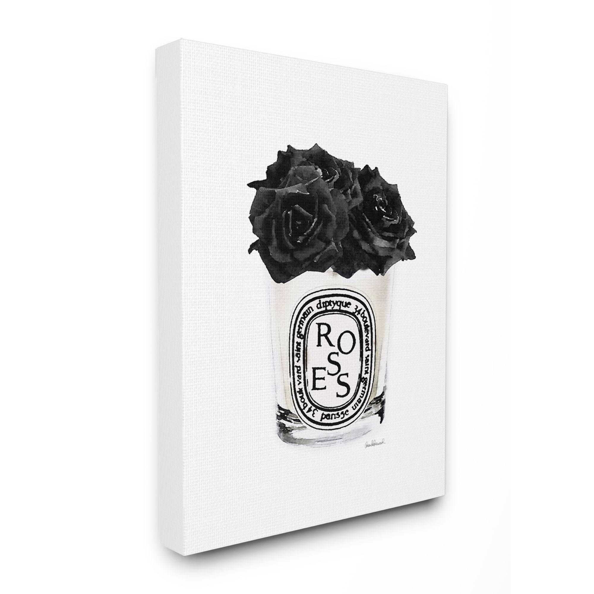 Stupell Industries Fashion Designer Rose Flower Glass Black Watercolor Canvas Wall Art by Amanda Greenwood