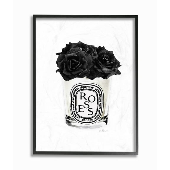Stupell Industries Fashion Designer Rose Flower Glass Black Watercolor Framed Wall Art by Amanda Greenwood