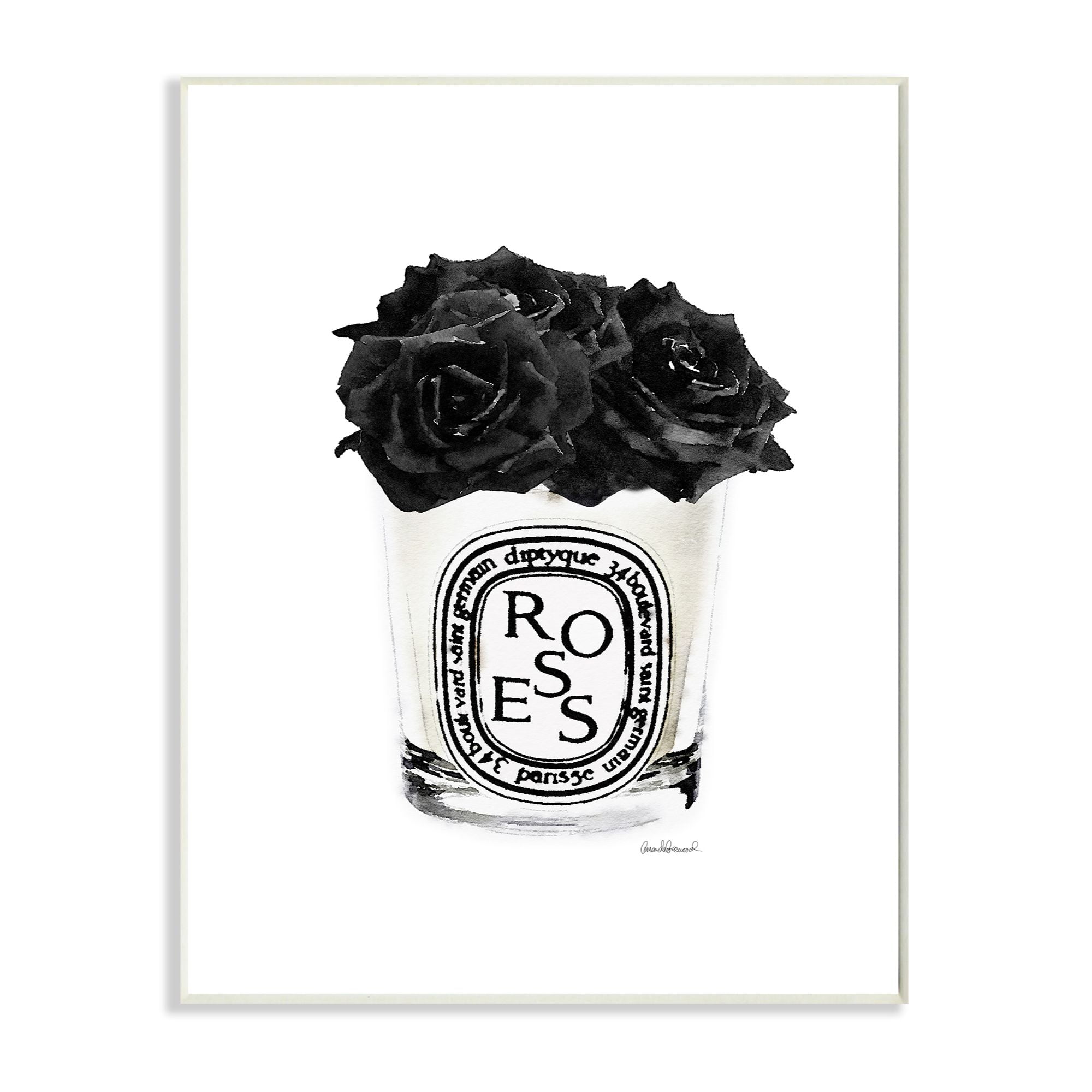 Stupell Industries Fashion Designer Rose Flower Glass Black Watercolor Wall Plaque by Amanda Greenwood