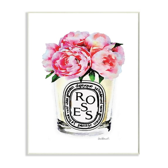 Stupell Industries Fashion Designer Rose Flower Glass Pink Watercolor Wall Plaque by Amanda Greenwood