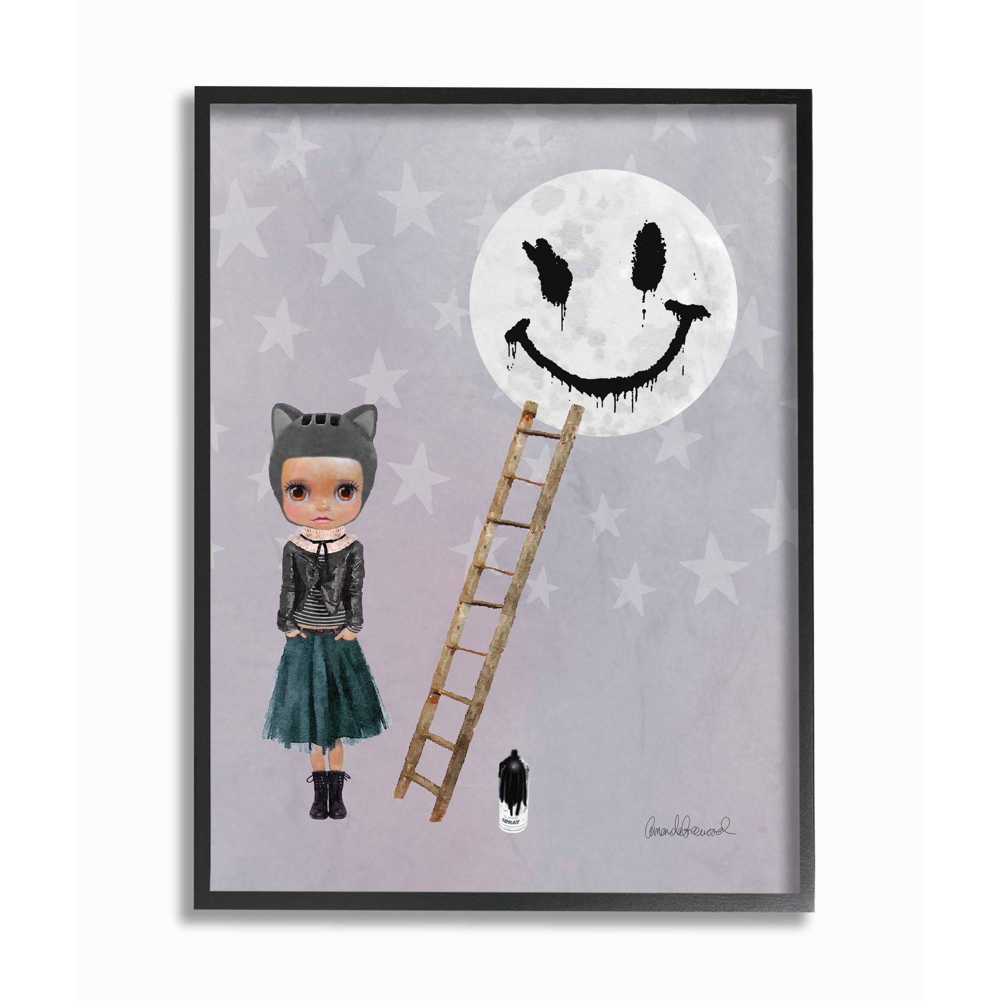 Stupell Industries Fashion Designer Sassy Doll Watercolor Framed Wall Art by Amanda Greenwood