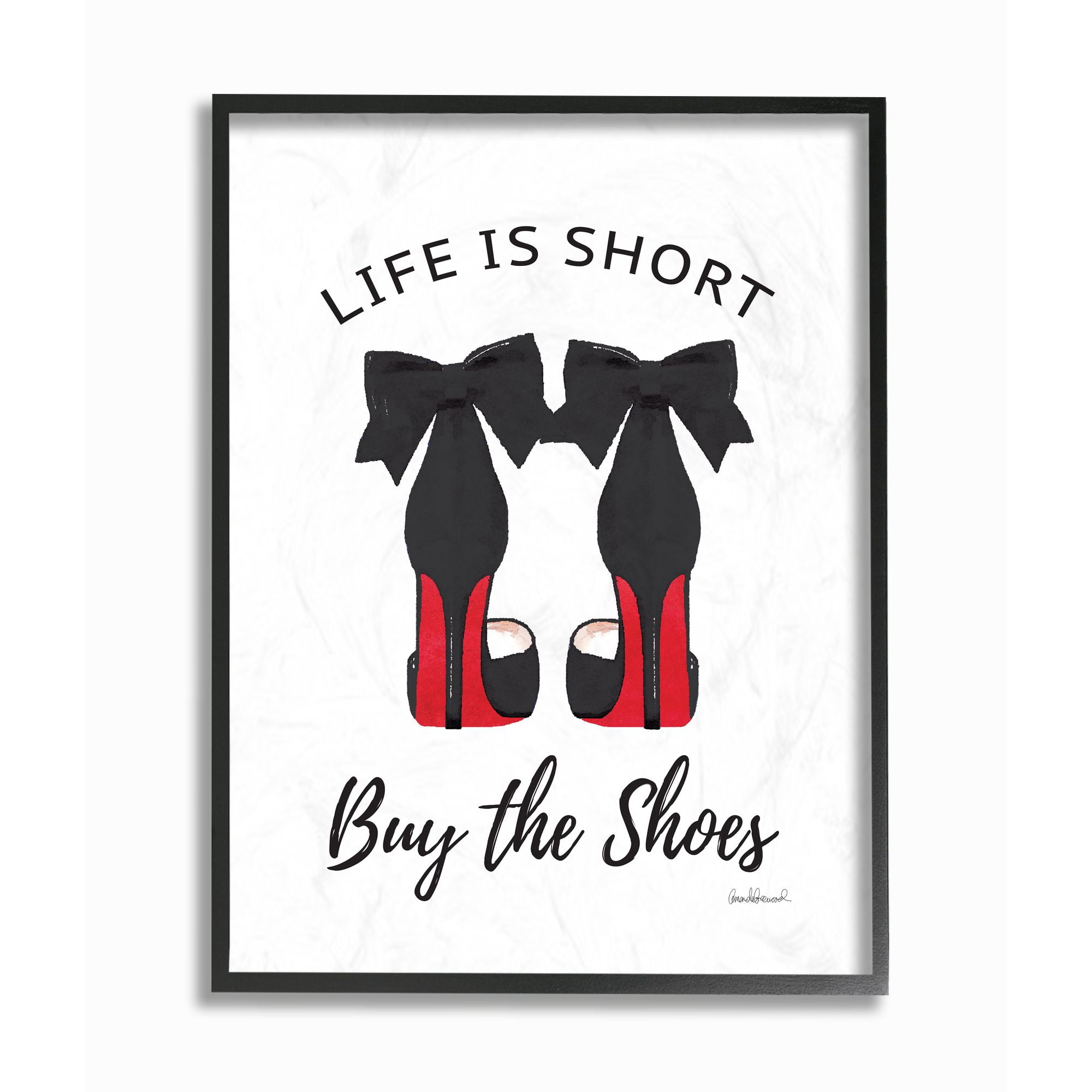 Stupell Industries Fashion Designer Shoes Black Red Watercolor Word Framed Wall Art by Amanda Greenwood