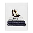 thumbnail image 1 of Stupell Industries Art Deco Fashion Designer Shoes Bookstack Blue Watercolor Canvas Art, 24 x 30, by Amanda Greenwood, 1 of 7