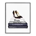 thumbnail image 1 of Stupell Industries Art Deco Fashion Designer Shoes Bookstack Blue Watercolor Black Framed Giclee Art, 24 x 30, by Amanda Greenwood, 1 of 7