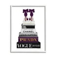 thumbnail image 1 of Stupell Industries Fashion Designer Shoes Bookstack Purple Gold Watercolor White Framed Art Print Wall Art, 24x30, by Amanda Greenwood, 1 of 7