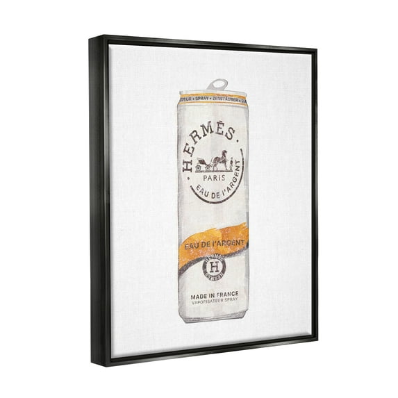 Stupell Industries Fashion Designer Style Glam Beverage Can Illustration Jet Black Framed Floating Canvas Wall Art, 16x20, by Ziwei Li