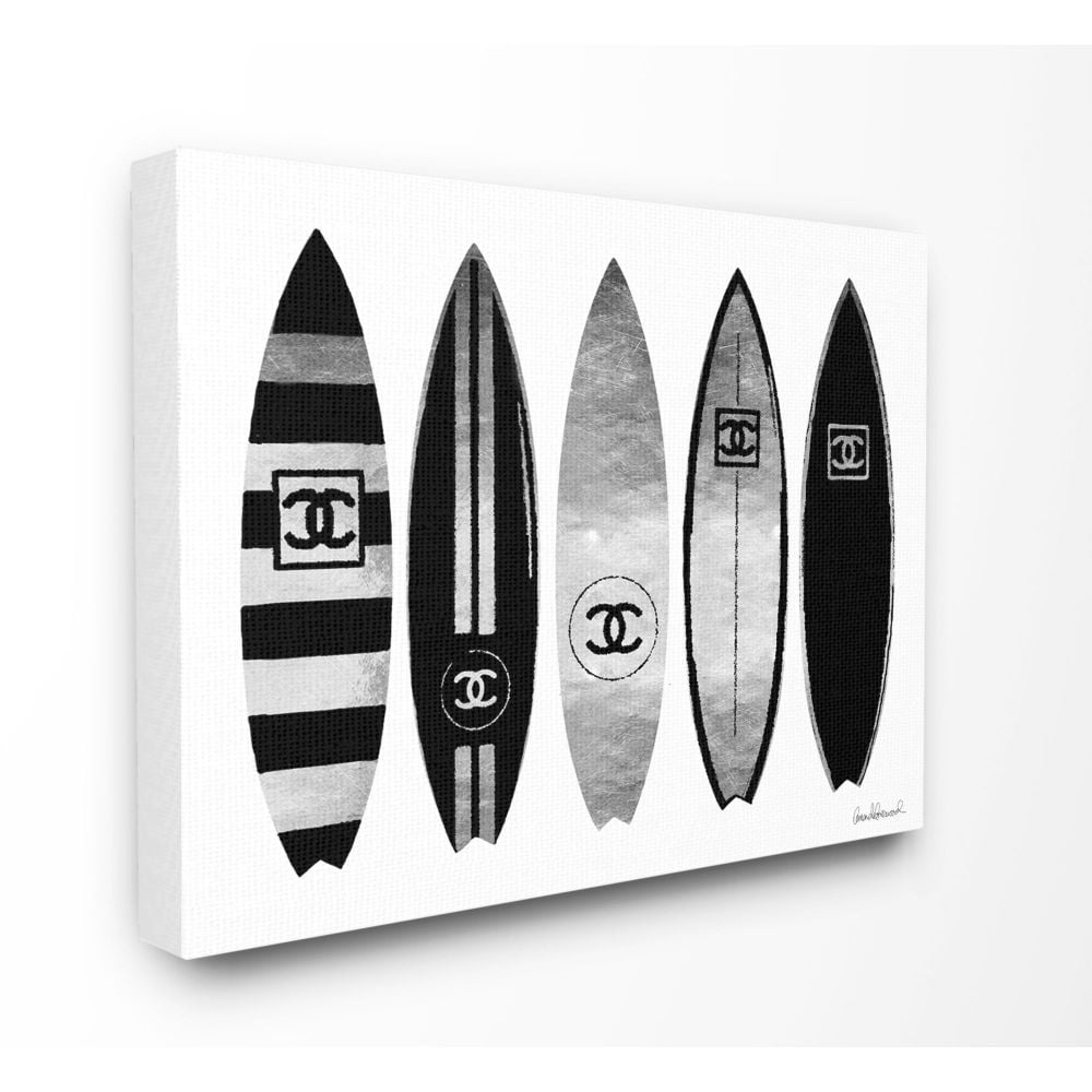 Stupell Industries Fashion Designer Surf Boards Black Silver Watercolor Canvas Wall Art by Amanda Greenwood