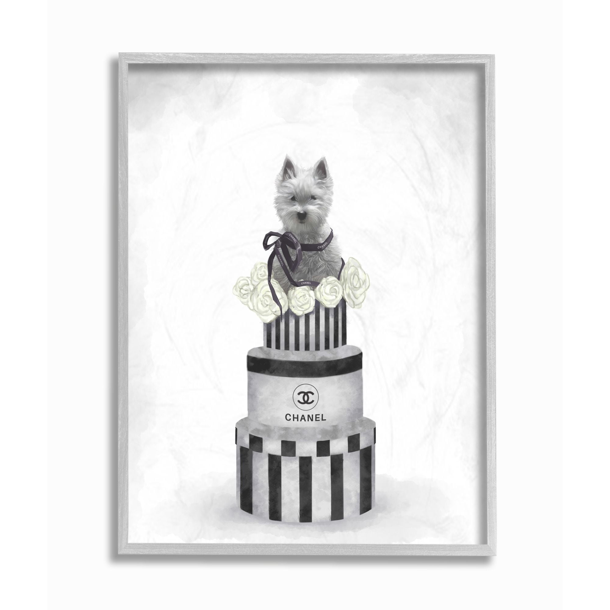 Stupell Industries Fashion Dog Box Stack Gray Painting Framed Wall Art by Ziwei Li