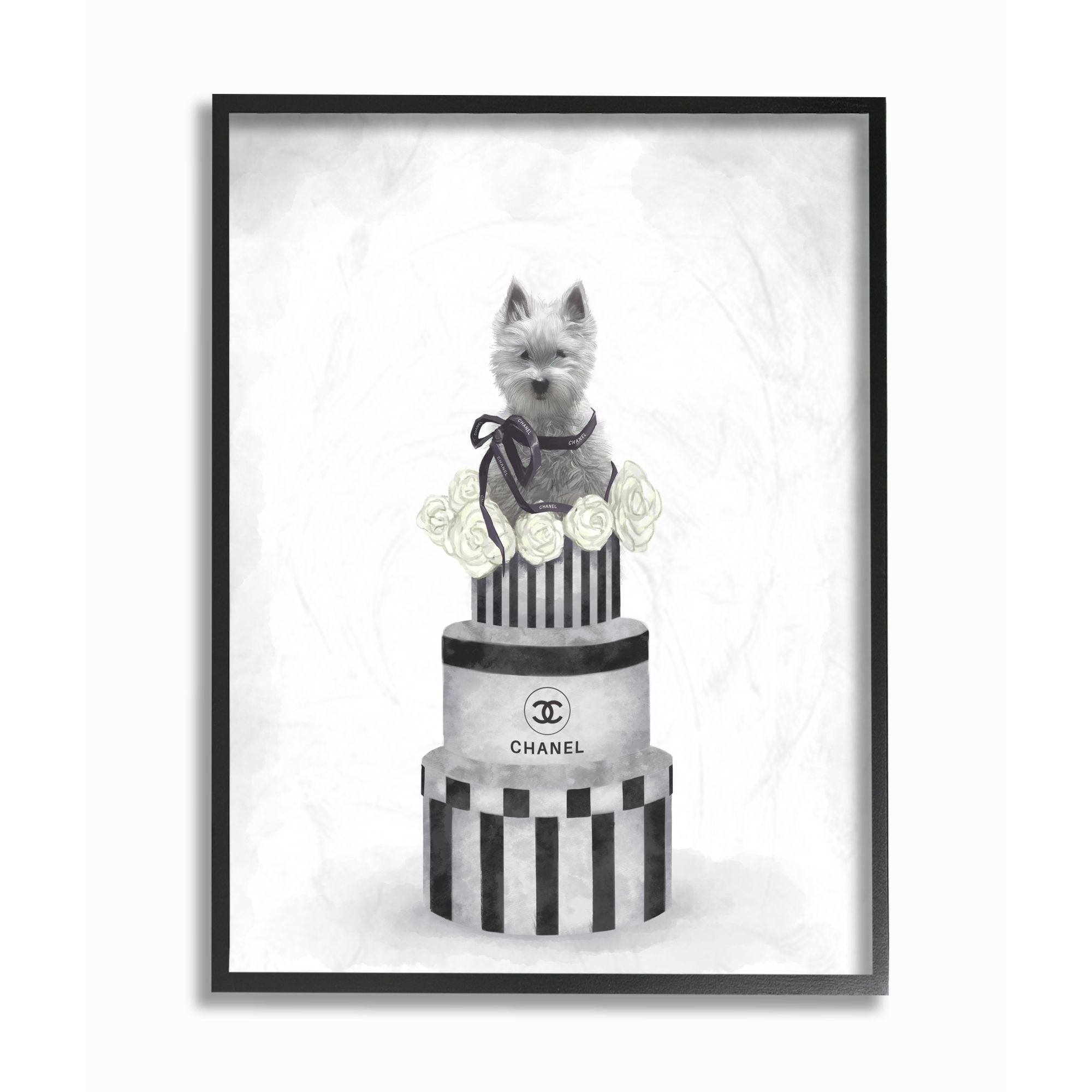 Stupell Industries Fashion Dog Box Stack Gray Painting Framed Wall Art by Ziwei Li