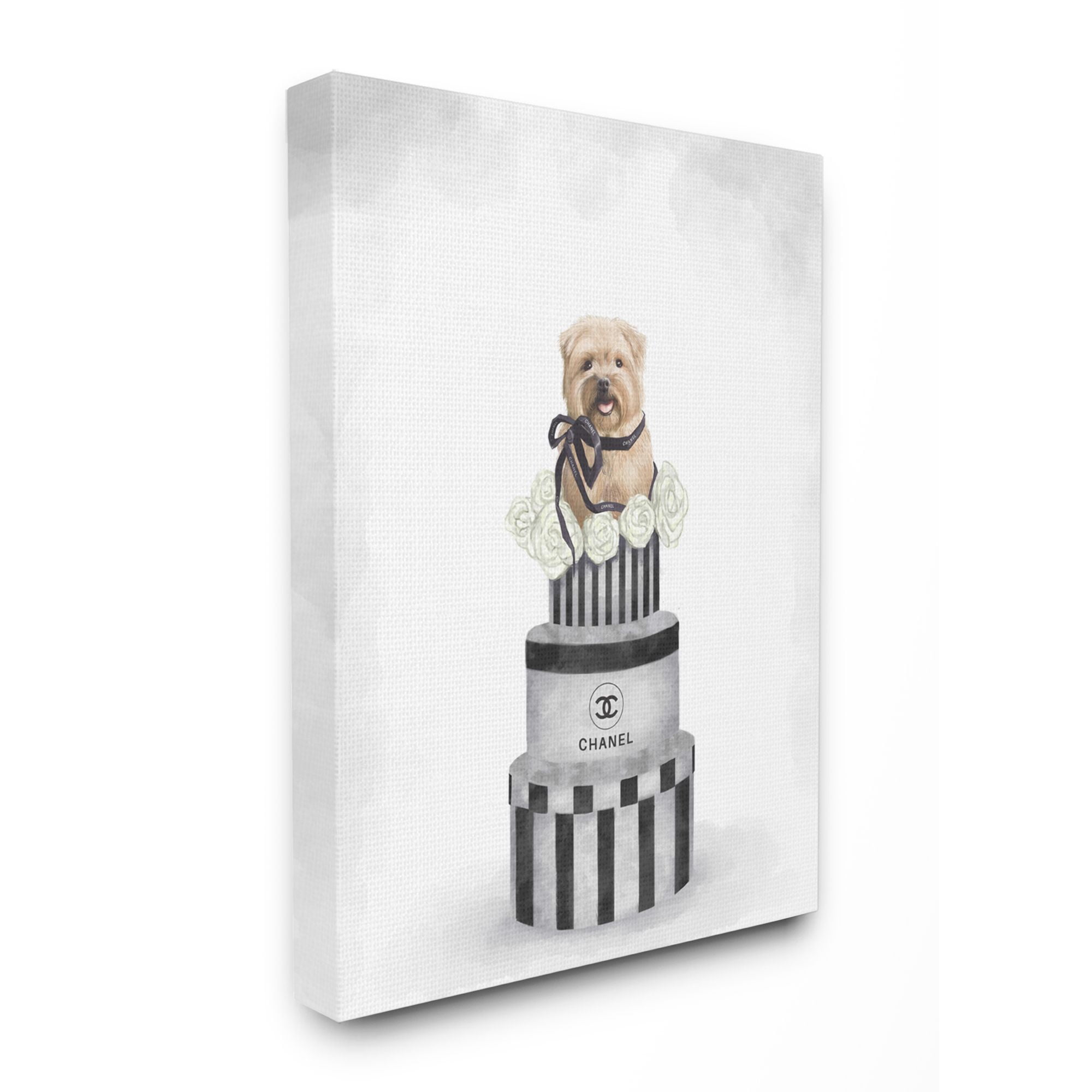 Stupell Industries Fashion Dog Box Stack Neutral Gray Painting Canvas Wall Art by Ziwei Li