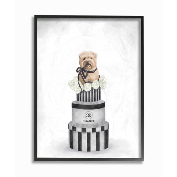 Stupell Industries Fashion Dog Box Stack Neutral Gray Painting Framed Wall Art by Ziwei Li