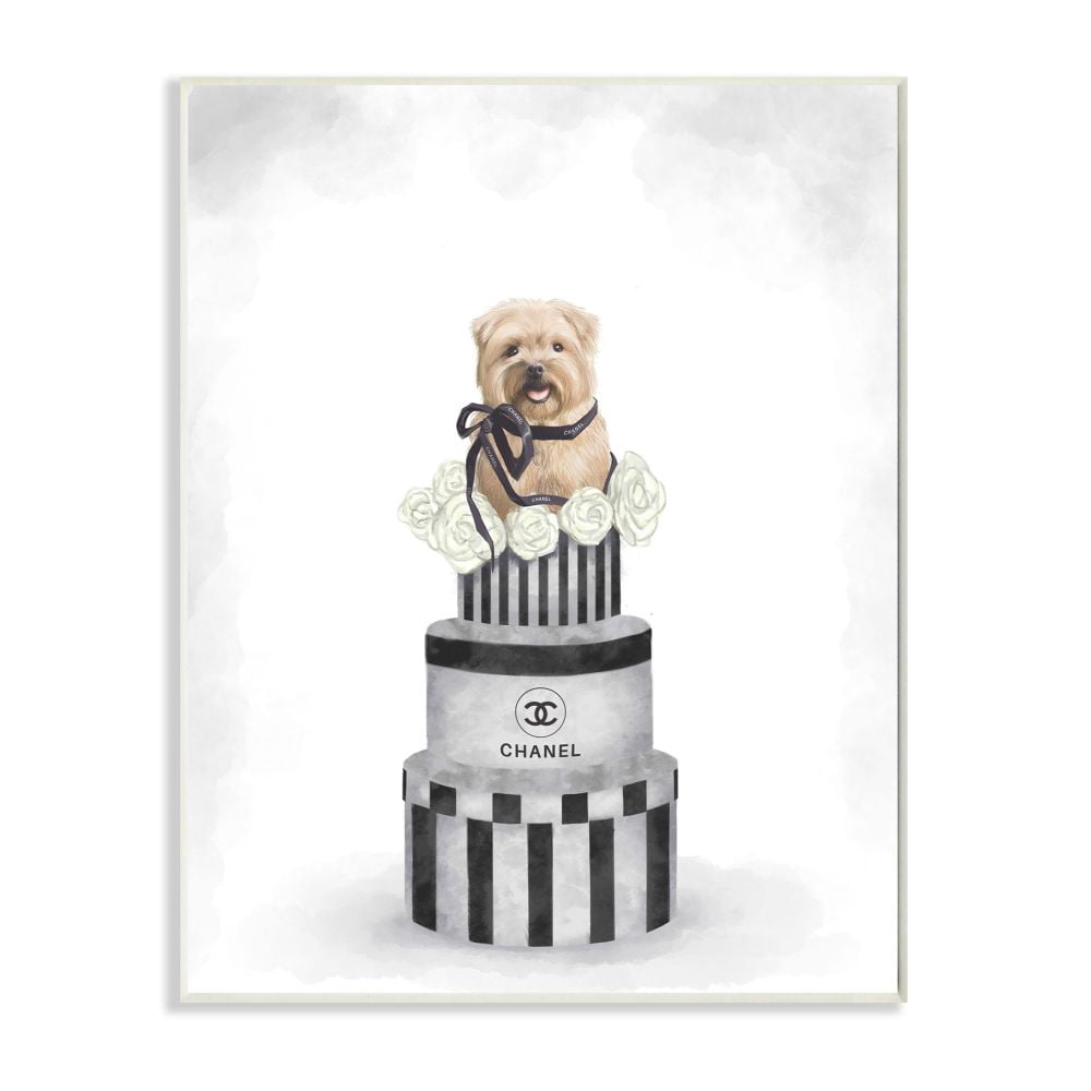 Stupell Industries Fashion Dog Box Stack Neutral Gray Painting Wall Plaque by Ziwei Li