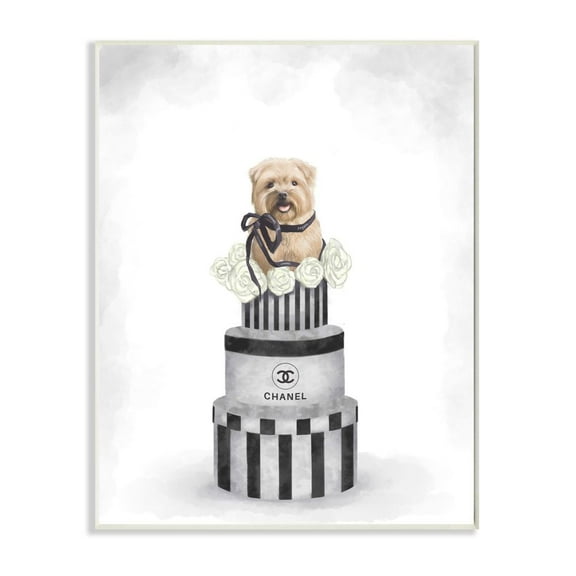 Stupell Industries Fashion Dog Box Stack Neutral Gray Painting Wall Plaque by Ziwei Li