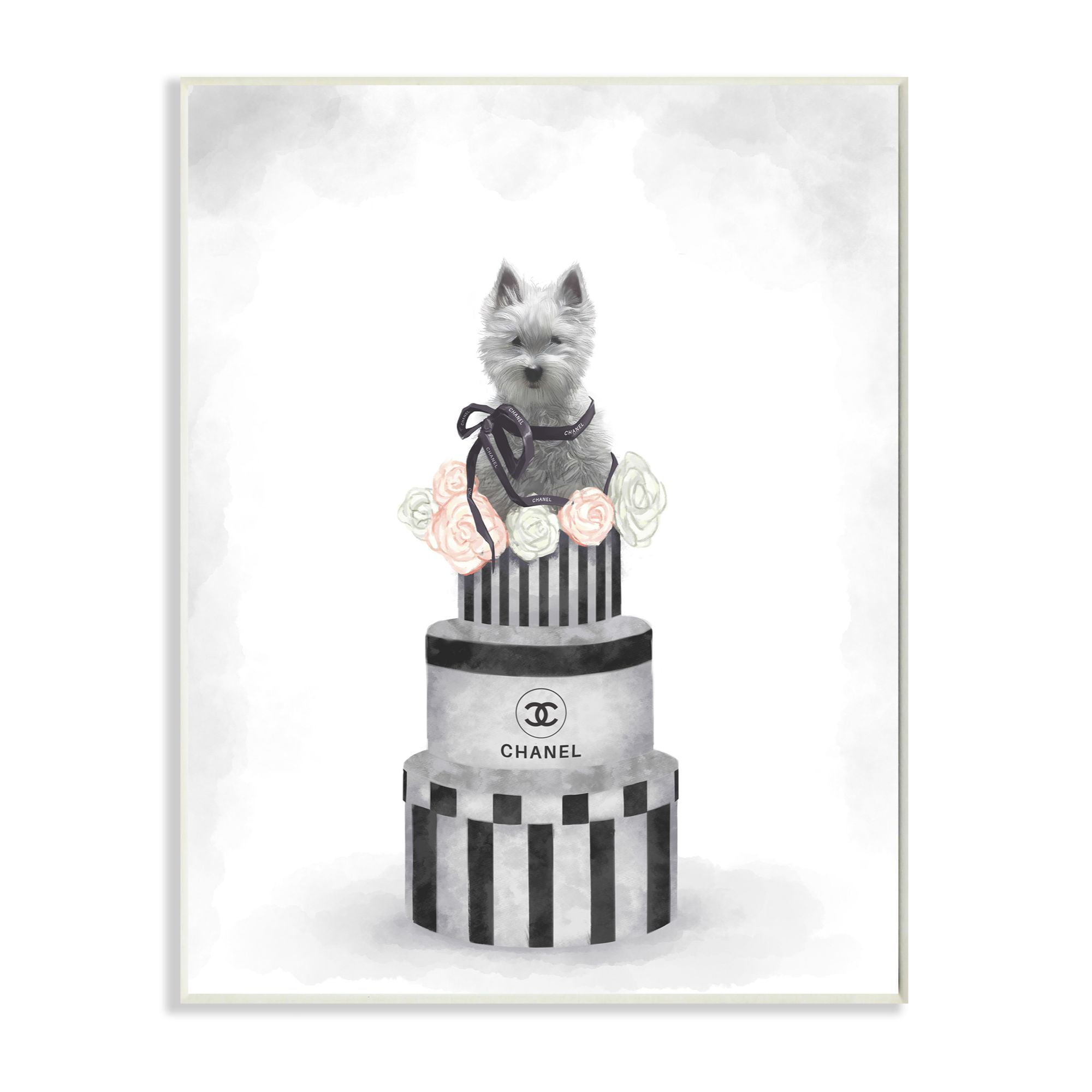 Stupell Industries Fashion Dog Box Stack Neutral Gray Pink Painting Wall Plaque by Ziwei Li