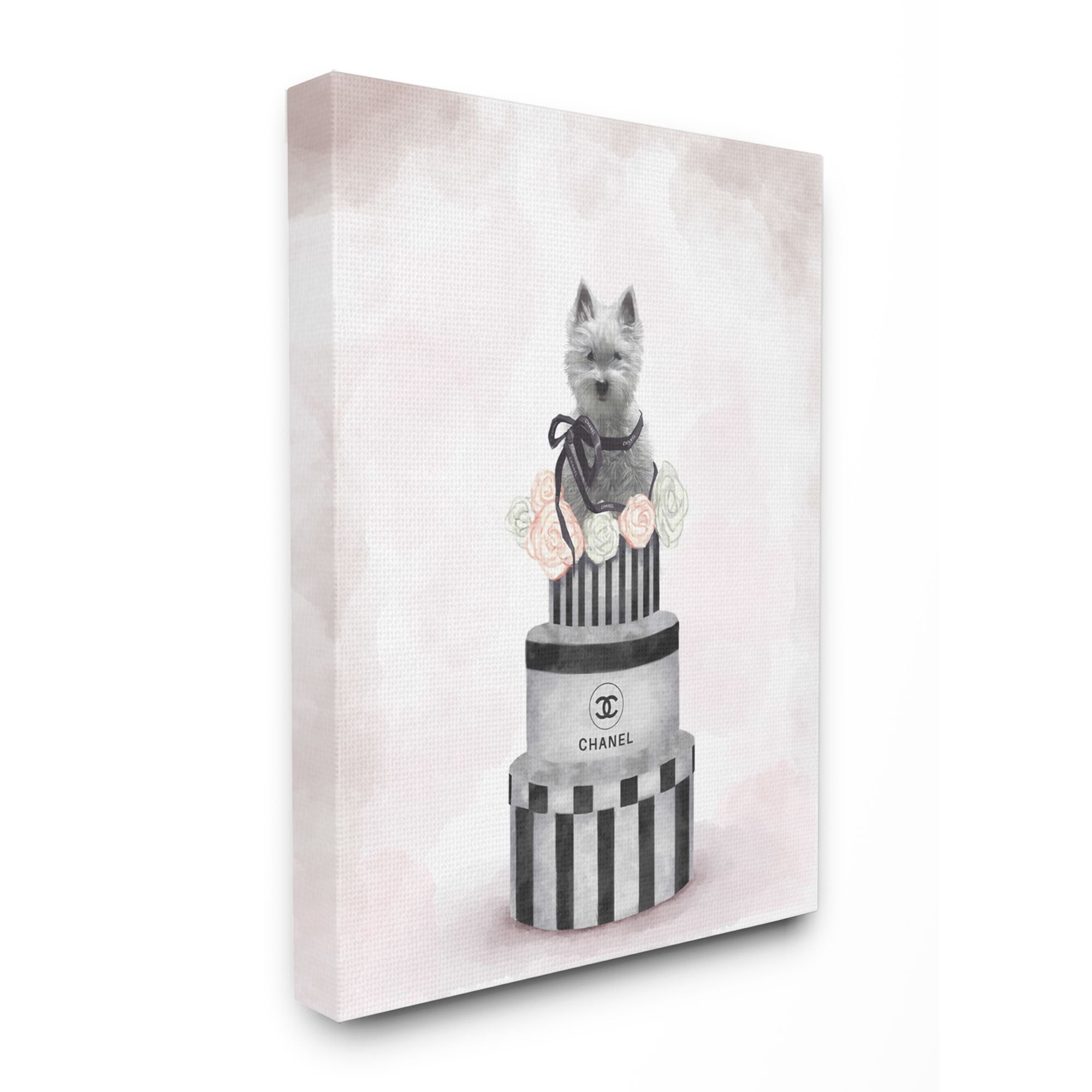 Stupell Industries Fashion Dog Box Stack Pink Gray Painting Canvas Wall Art by Ziwei Li