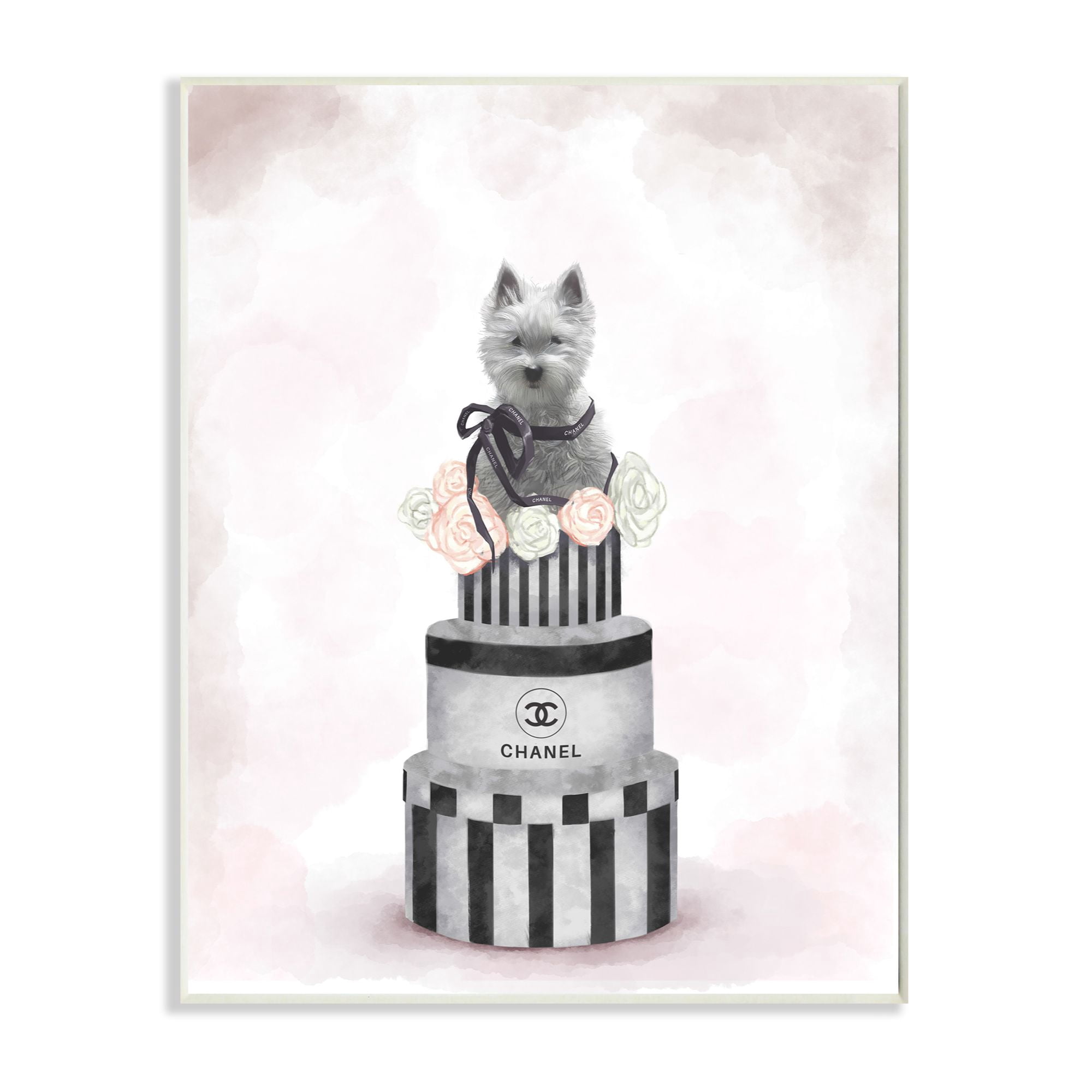 Stupell Industries Fashion Dog Box Stack Pink Gray Painting Wall Plaque by Ziwei Li
