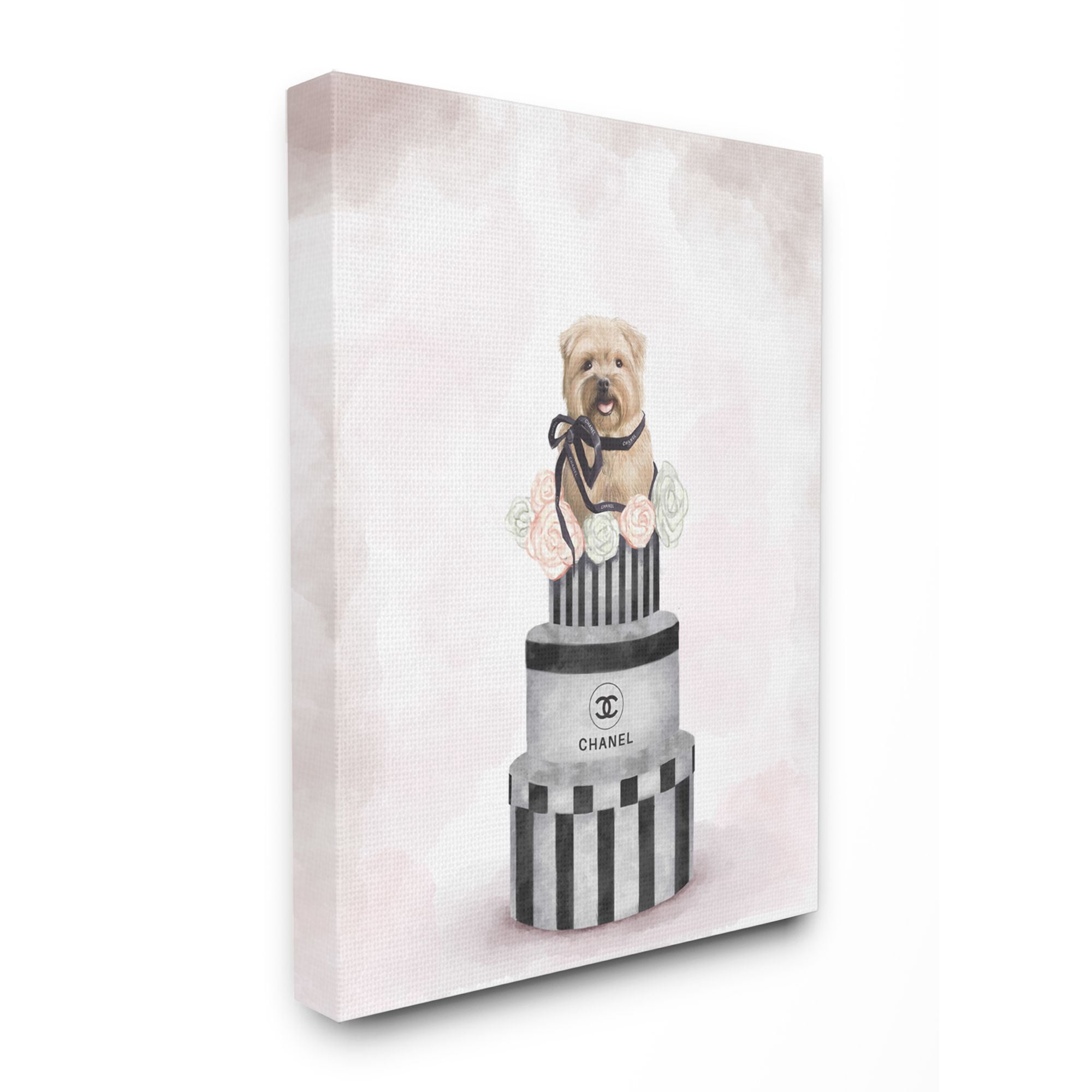 Stupell Industries Fashion Dog Box Stack Pink Painting Canvas Wall Art by Ziwei Li