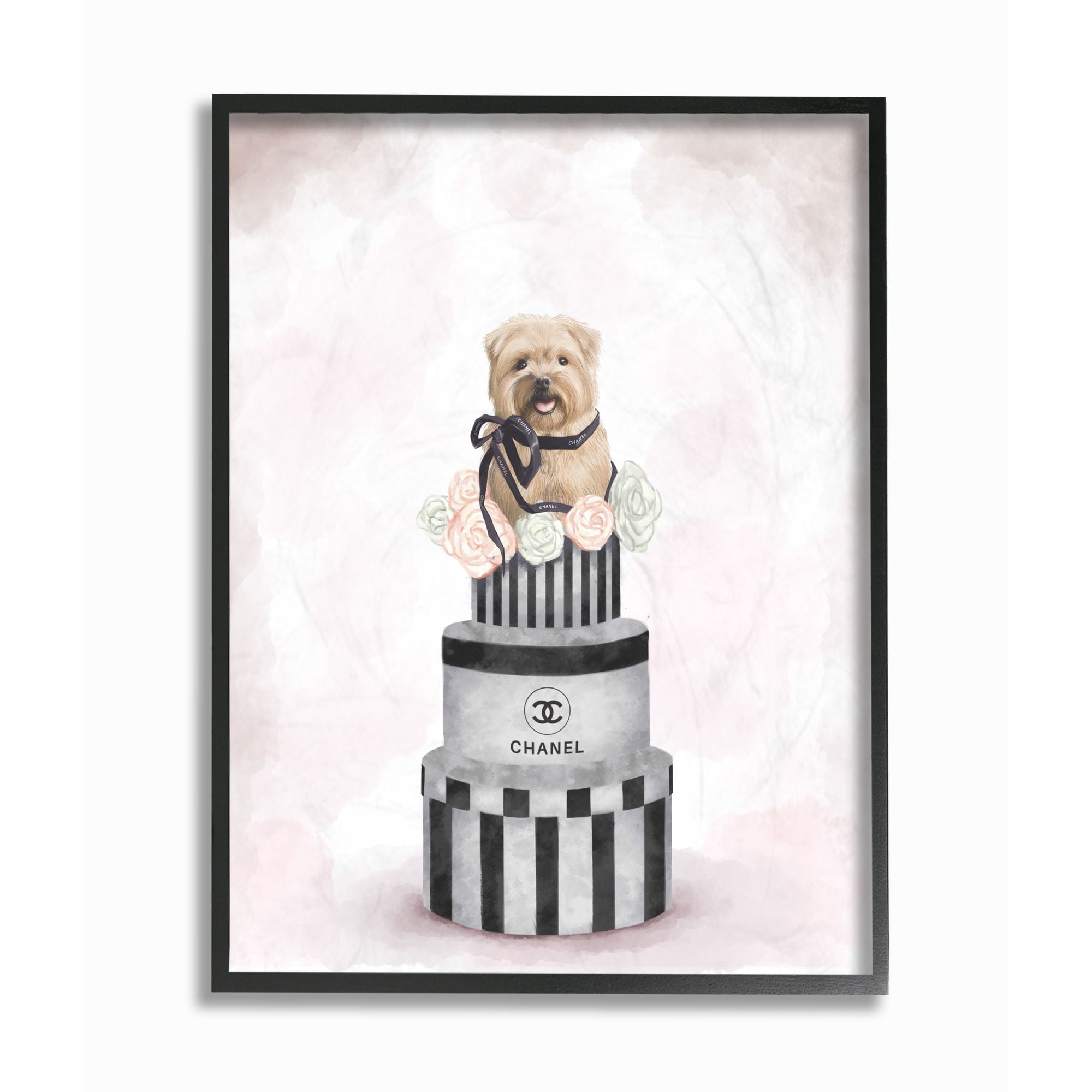 Stupell Industries Fashion Dog Box Stack Pink Painting Framed Wall Art by Ziwei Li