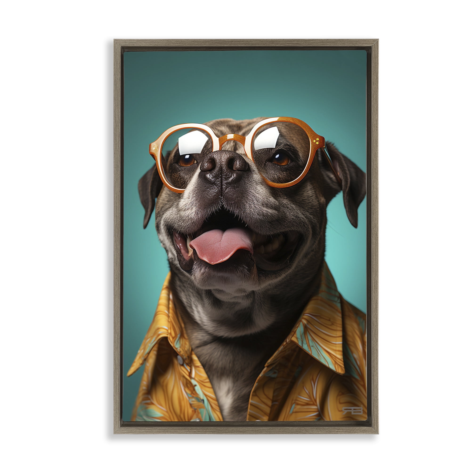 Stupell Industries Fashion Dog Friend Animals & Insects Painting Brown Floater Framed Canvas Art