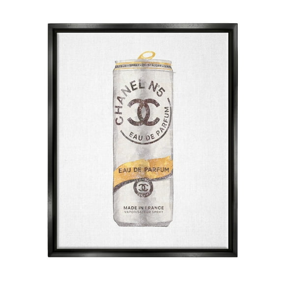 Stupell Industries Fashion Emblem Glam Perfume Beverage Can Style Jet Black Framed Floating Canvas Wall Art, 16x20, by Ziwei Li