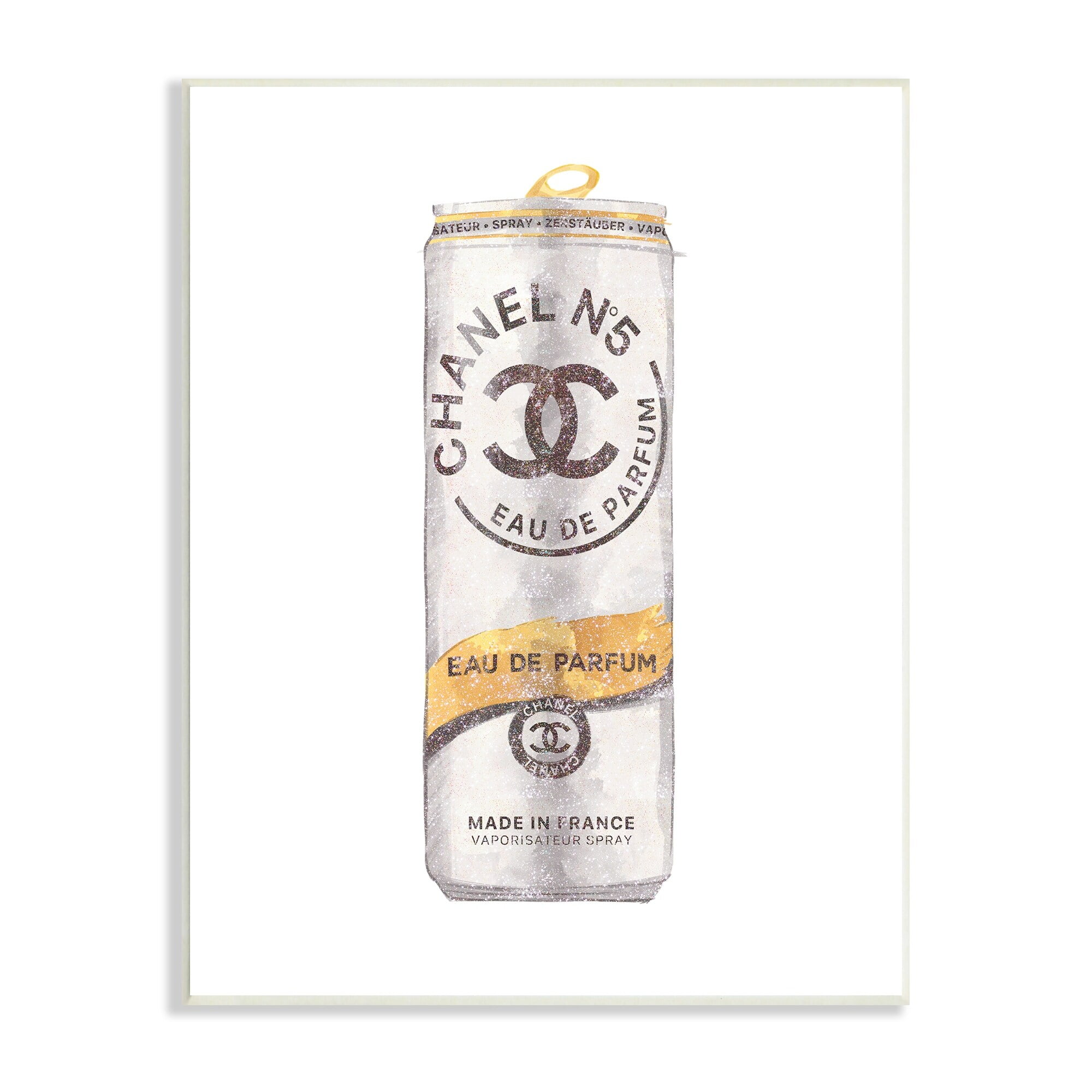 Stupell Industries Fashion Emblem Glam Perfume Beverage Can Style Wood Wall Art, 13 x 19, Design by Ziwei Li