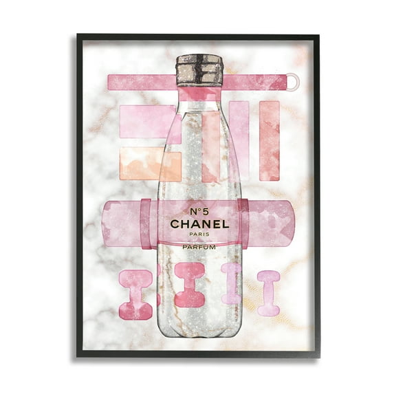 Stupell Industries Fashion Exercise Bottle Pink Home Sports Equipment Beauty & Fashion Painting Black Framed Art Print Wall Art, 11 x 14