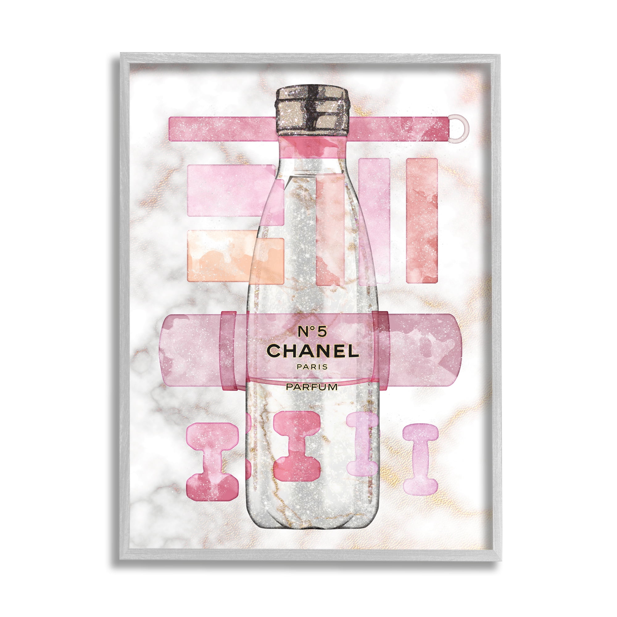 Stupell Industries Fashion Exercise Bottle Pink Home Sports Equipment Beauty & Fashion Painting Gray Framed Art Print Wall Art, 16 x 20