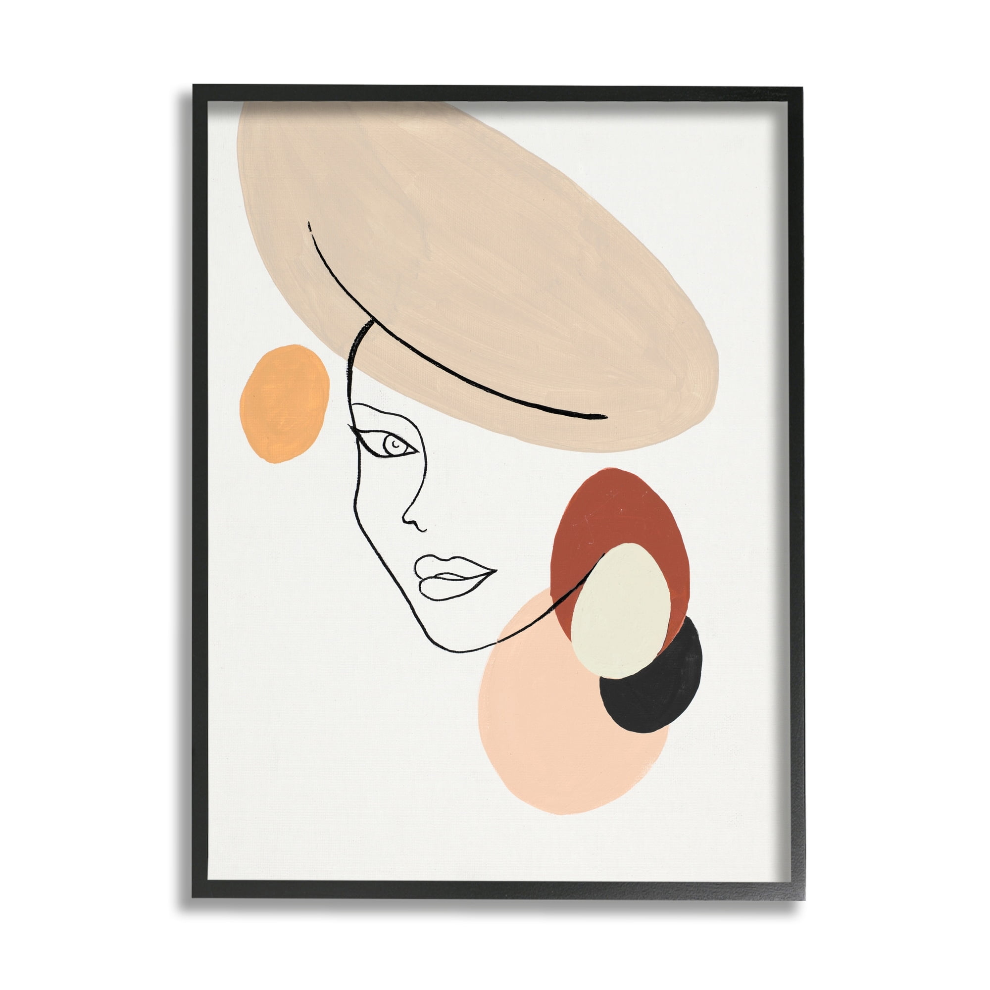 Stupell Industries Fashion Female Portrait Terracotta Abstract Shapes Abstract Painting Black Framed Art Print Wall Art, 24 x 30