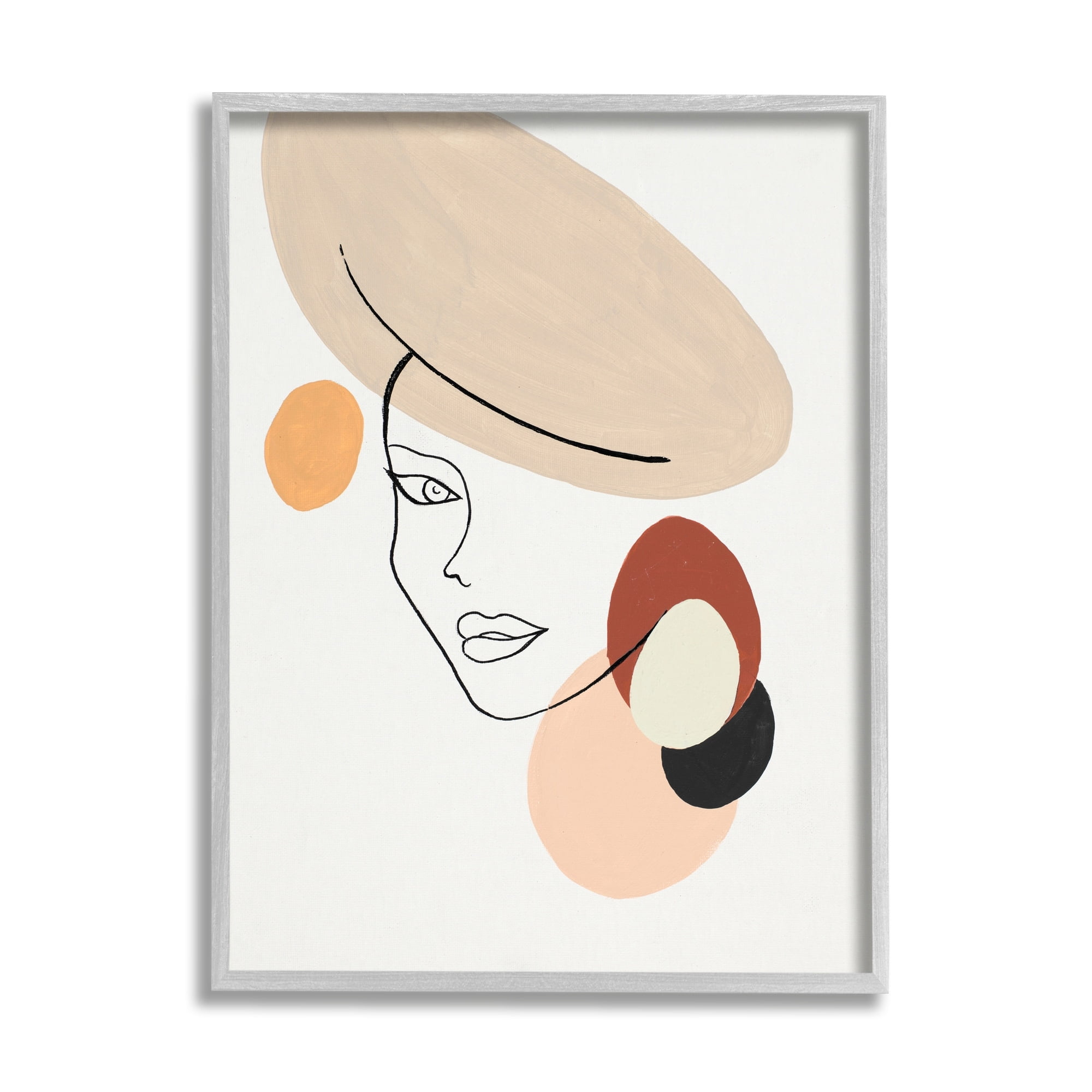 Stupell Industries Fashion Female Portrait Terracotta Abstract Shapes Abstract Painting Gray Framed Art Print Wall Art, 16 x 20