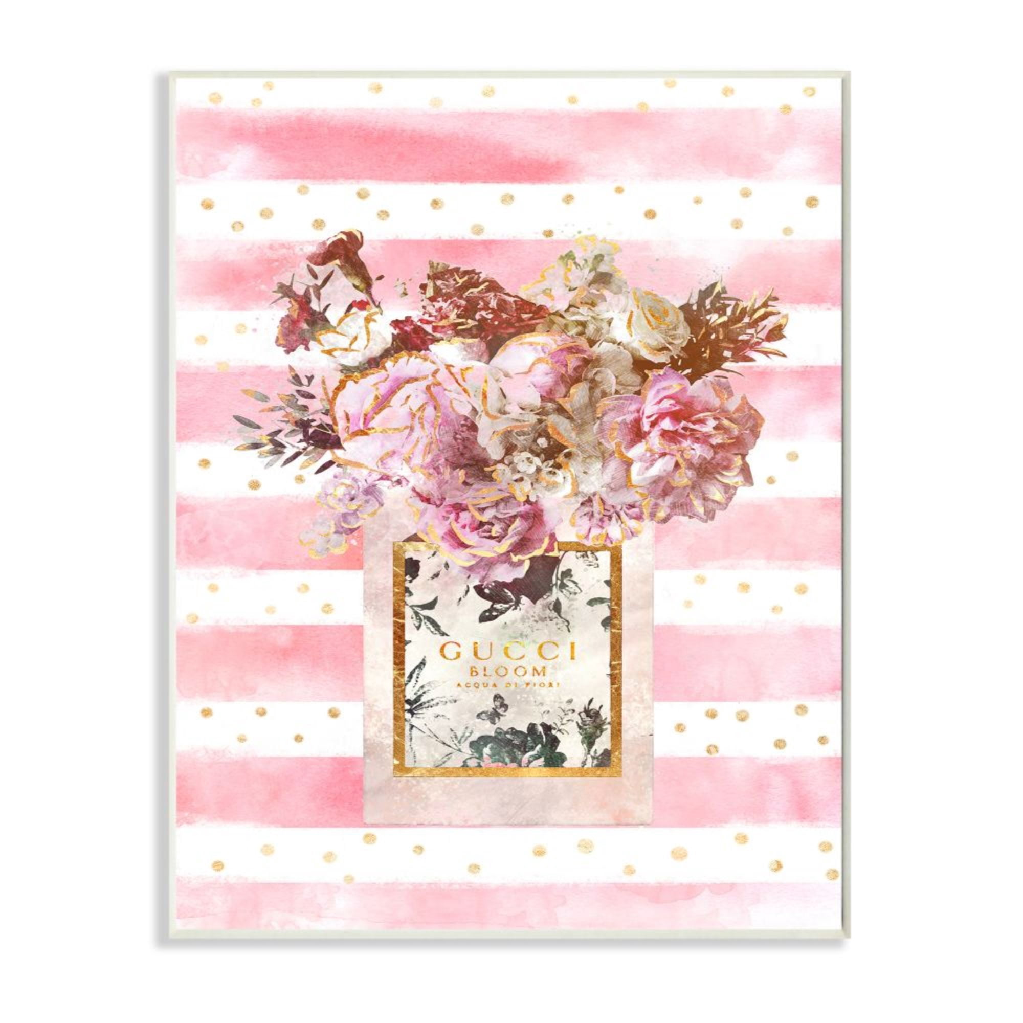 Stupell Industries Fashion Floral Vase Pink Flowers Stripe Pattern Graphic Art Unframed Art Print Wall Art, 13x19, by Ziwei Li