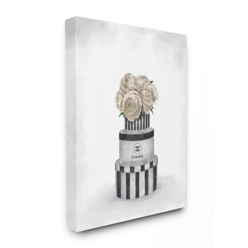 Neutral Gray Fashion Flower Box Canvas Wall Art