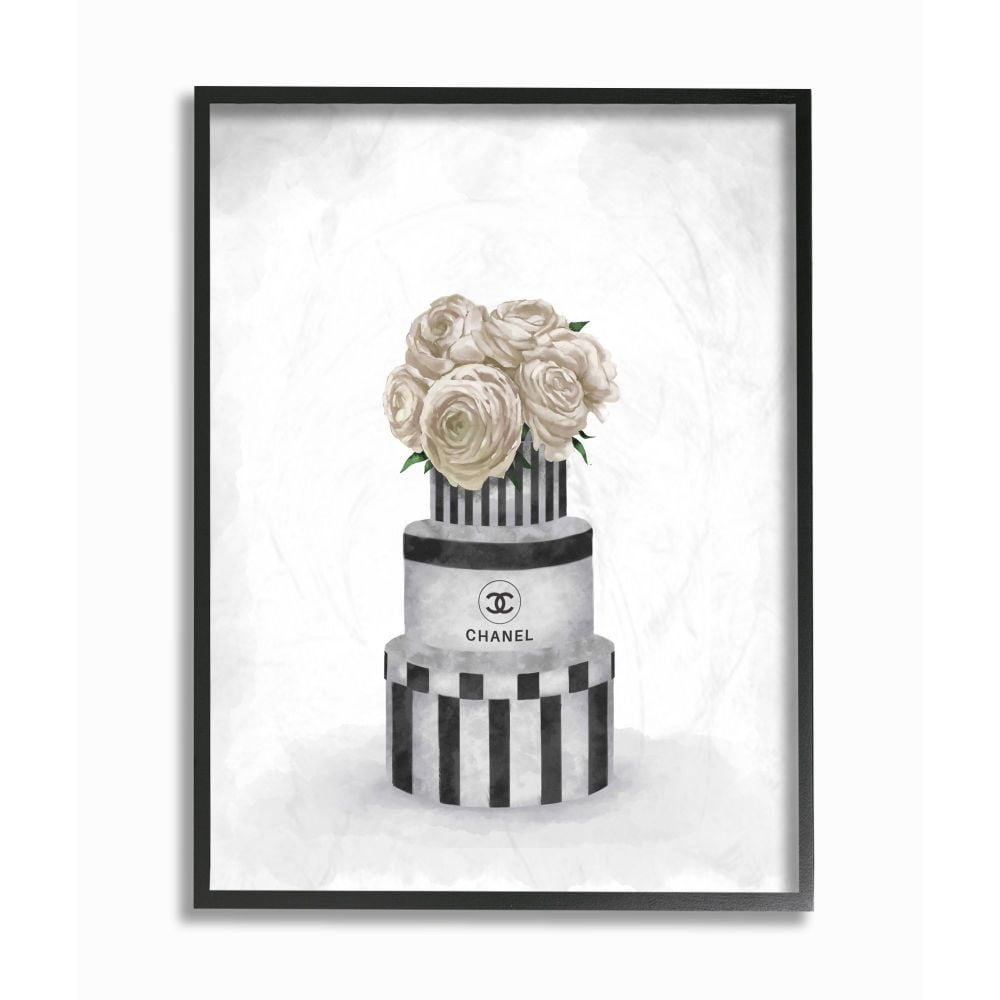 Neutral Gray Flower Box Canvas Print with Black Frame, 24" x 30"