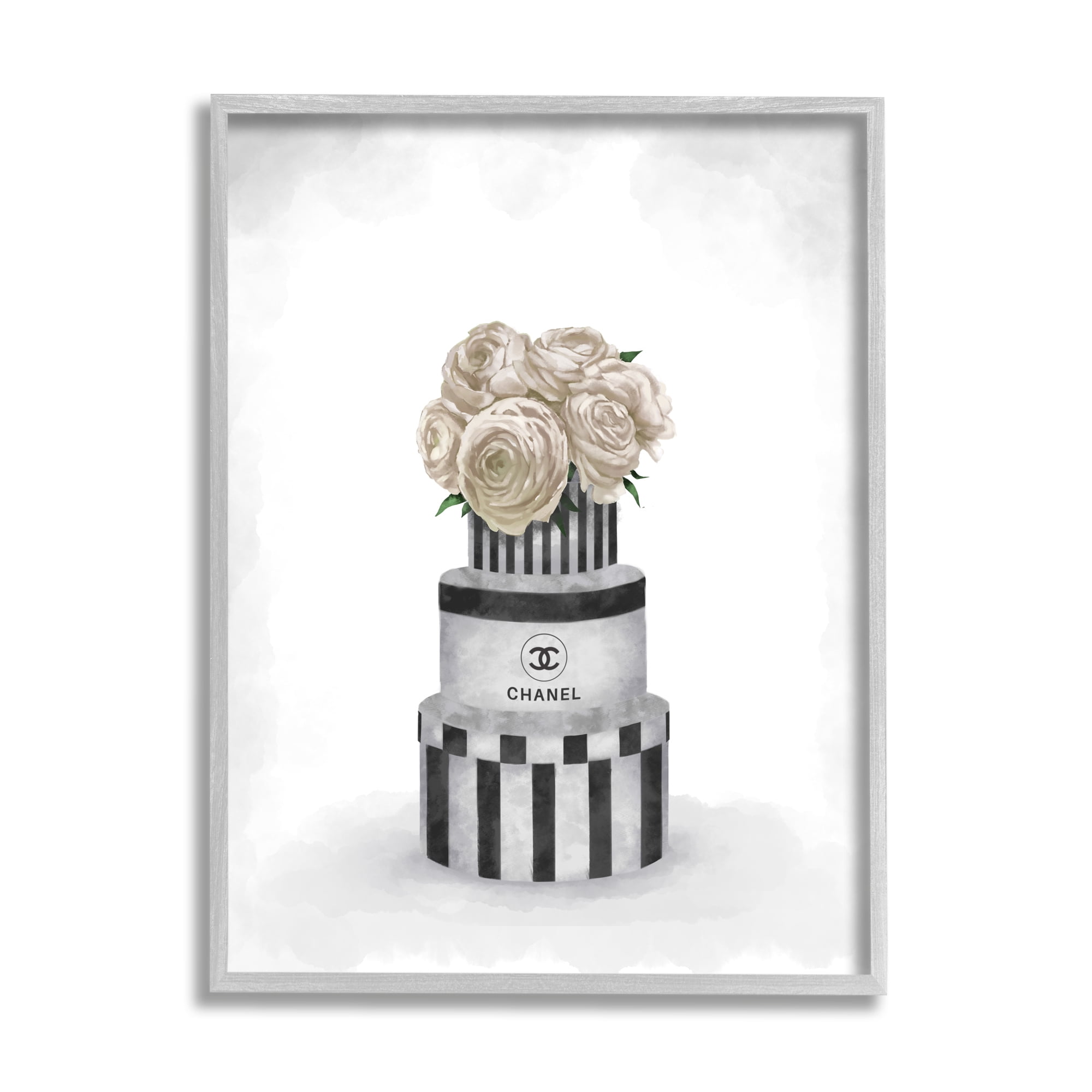 Stupell Industries Fashion Flower Box Stack Neutral Grey Painting Graphic Art Gray Framed Art Print Wall Art, 24x30, by Ziwei Li