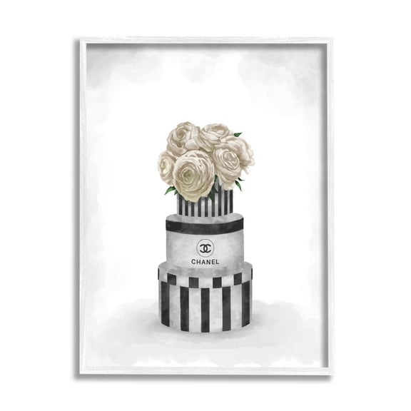 Stupell Industries Fashion Flower Box Stack Neutral Grey Painting Graphic Art White Framed Art Print Wall Art, 24x30, by Ziwei Li