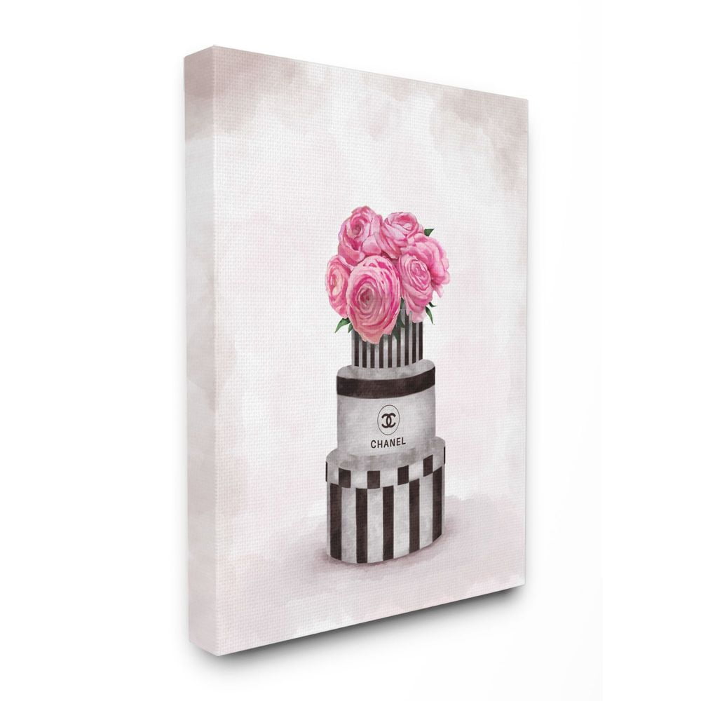 Pink Flower Box Stack Wrapped Canvas Wall Art