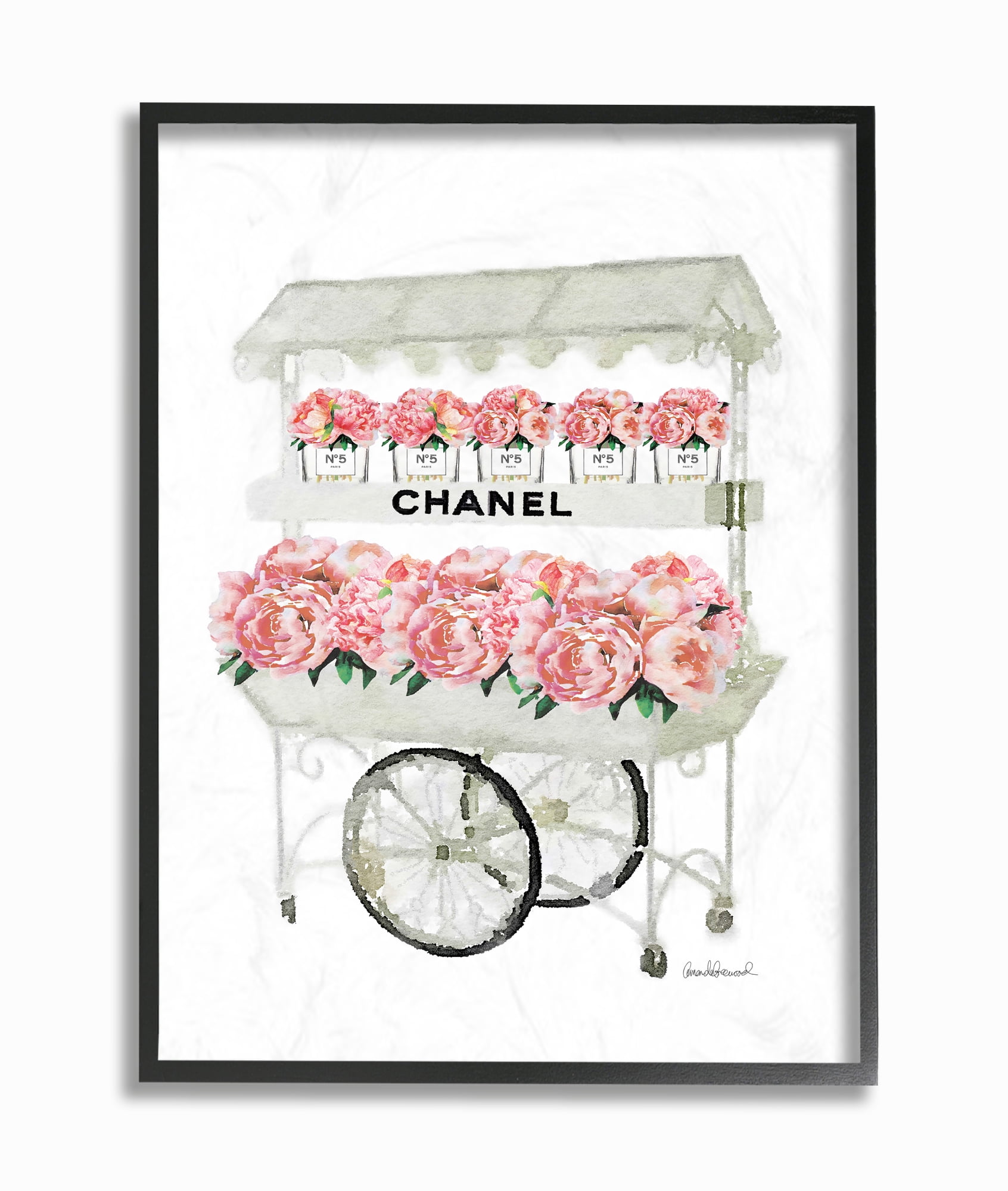 Stupell Industries Fashion Flower Stand Graphic Art Black Framed Art Print Wall Art, 24x30, by Amanda Greenwood