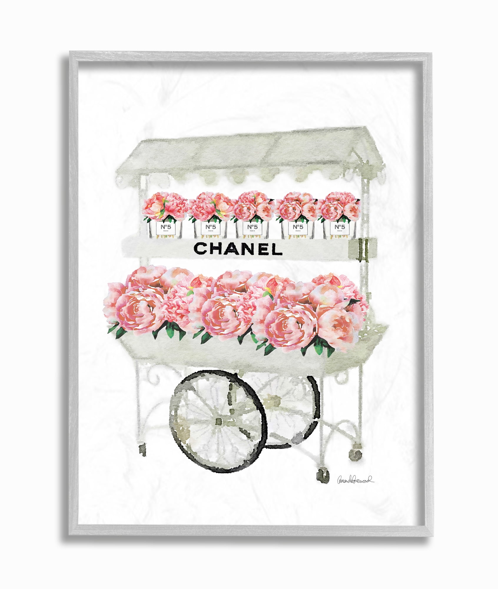 Stupell Industries Fashion Flower Stand Graphic Art Gray Framed Art Print Wall Art, 16x20, by Amanda Greenwood