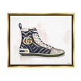 thumbnail image 1 of Stupell Industries Fashion Forward Pleated Sneaker Designer Glam Style Metallic Gold Framed Floating Canvas Wall Art, 24x30, by Ziwei Li, 1 of 5