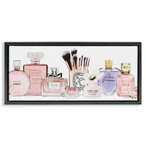 Stupell Industries Fashion Fragrance Glam Accessories Beauty & Fashion Painting Black Floater Framed Canvas Art Print Wall Art, 25 x 11