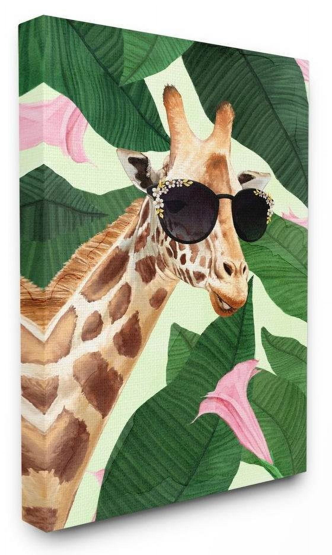 Stupell Industries Fashion Giraffe Funny Flower Tropical Painting Canvas Wall Art by Ziwei Li