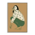 thumbnail image 1 of Stupell Industries Fashion Girl Kneeling Novelty Painting Gray Framed Art Print Wall Art, 20 x 30, 1 of 10