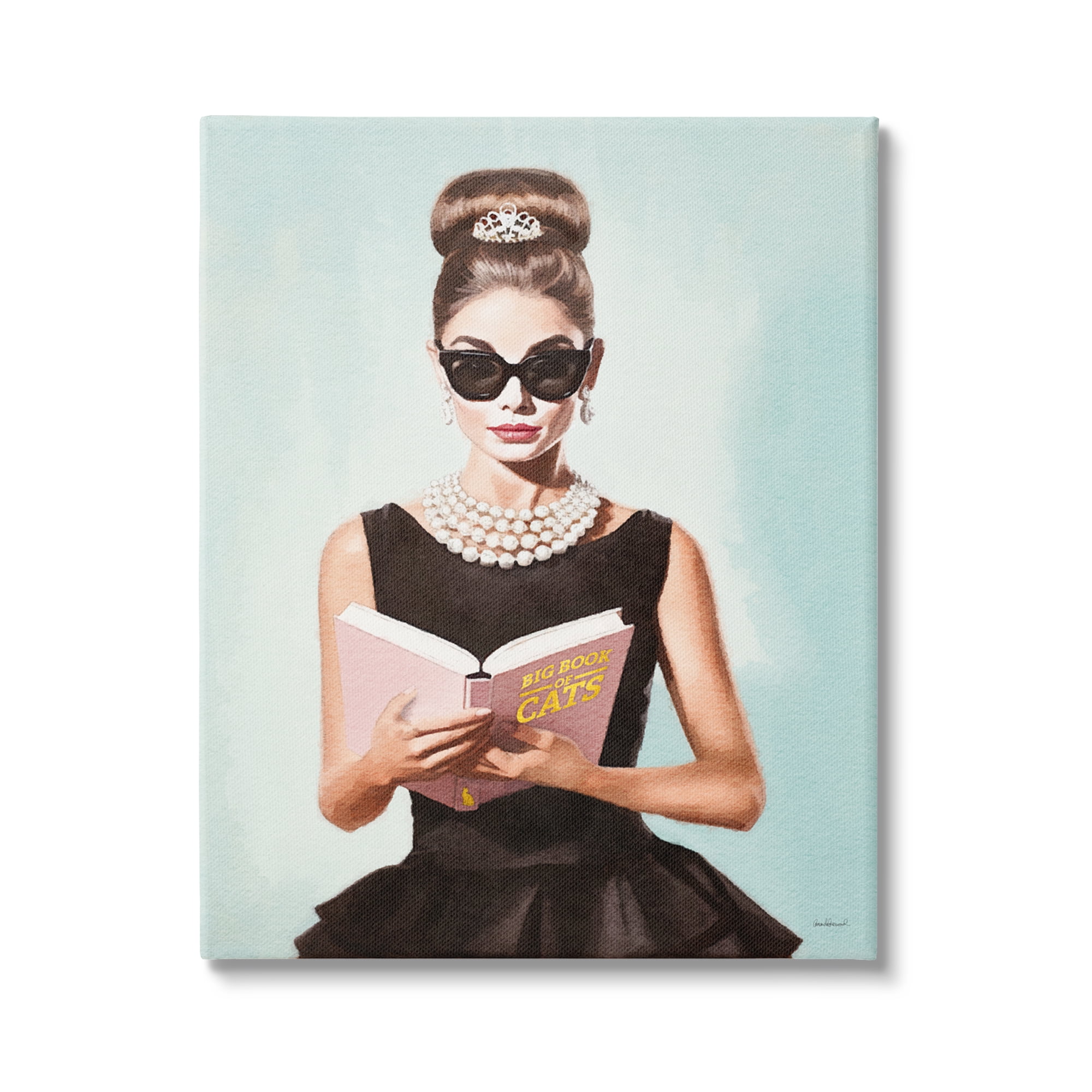 Stupell Industries Fashion Girl Reading Literature & Flim Painting Gallery Wrapped Canvas Art Print Wall Art, 30 x 40